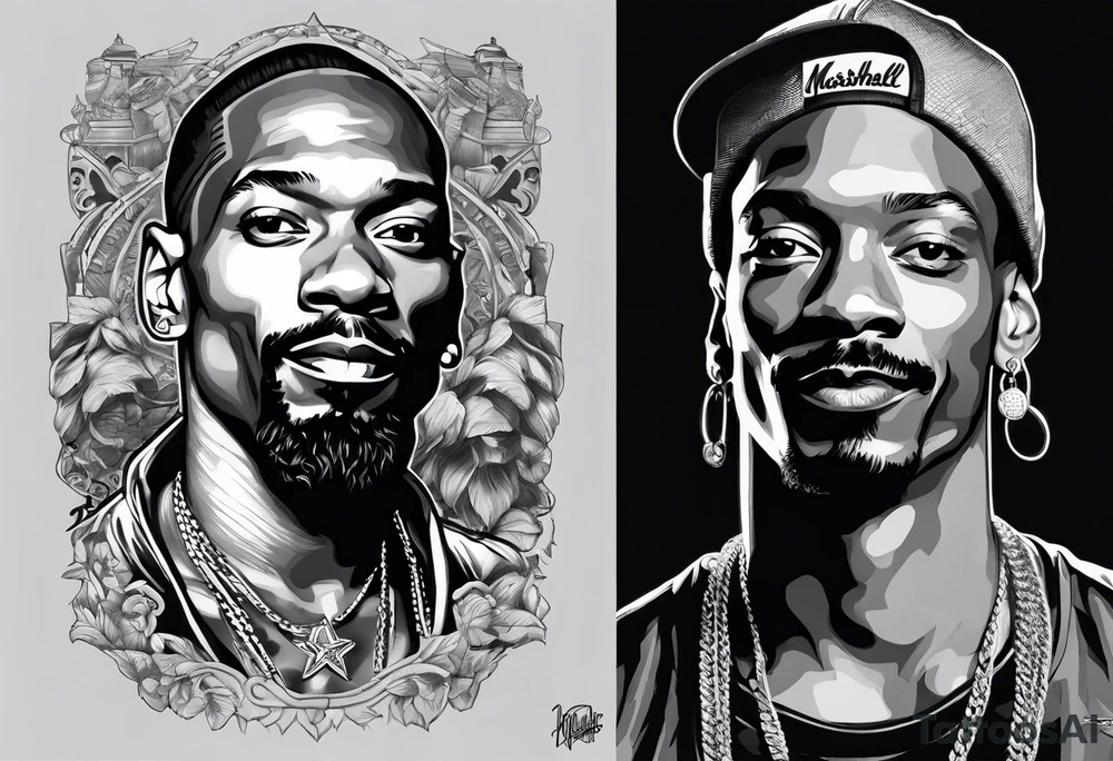 Marshall matthers and snoop dog full leg sleeve tattoo idea