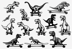 dinosaur riding a skateboard tattoo idea