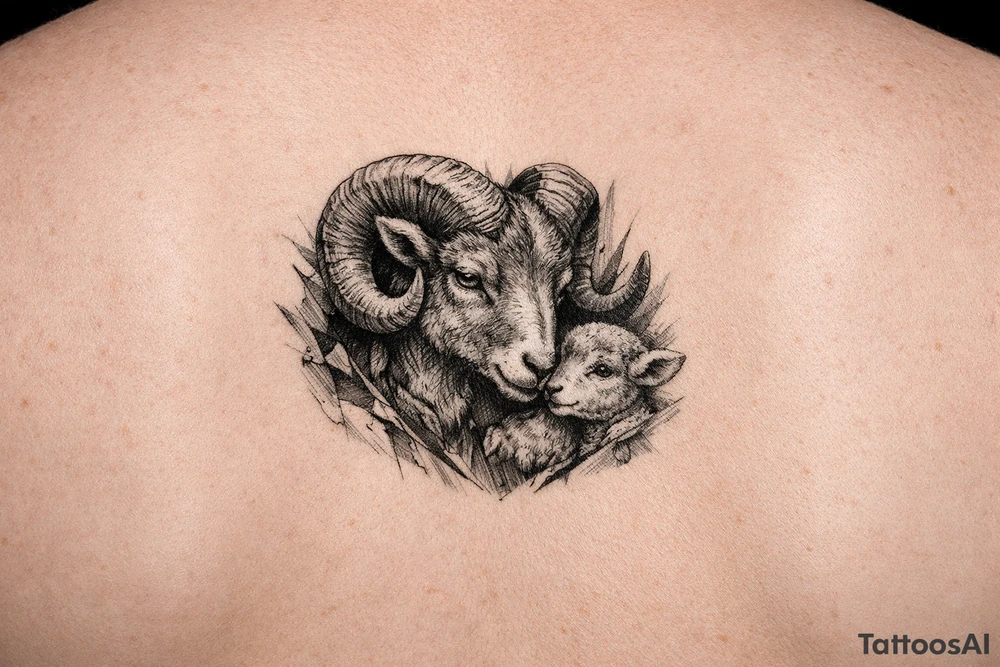 Mother ram baby ram tattoo idea