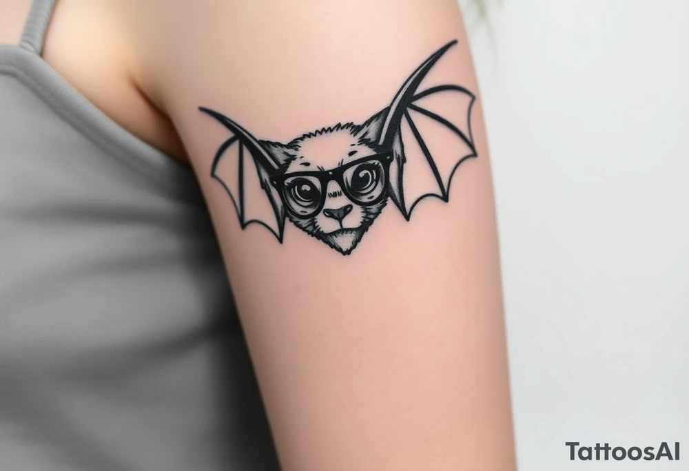 Vampire bat wearing wire framed glasses tattoo idea