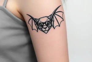 Vampire bat wearing wire framed glasses tattoo idea