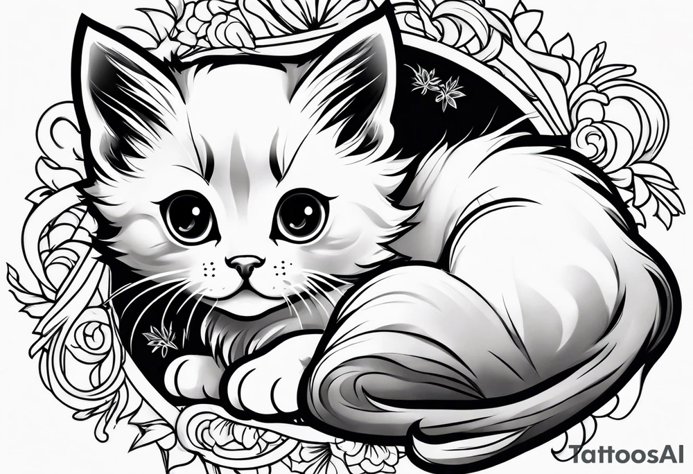 Cute kitten tattoo idea