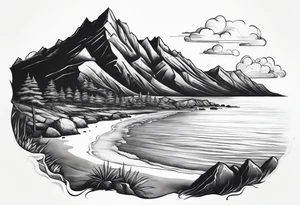 Mountain, beach, ocean tattoo idea