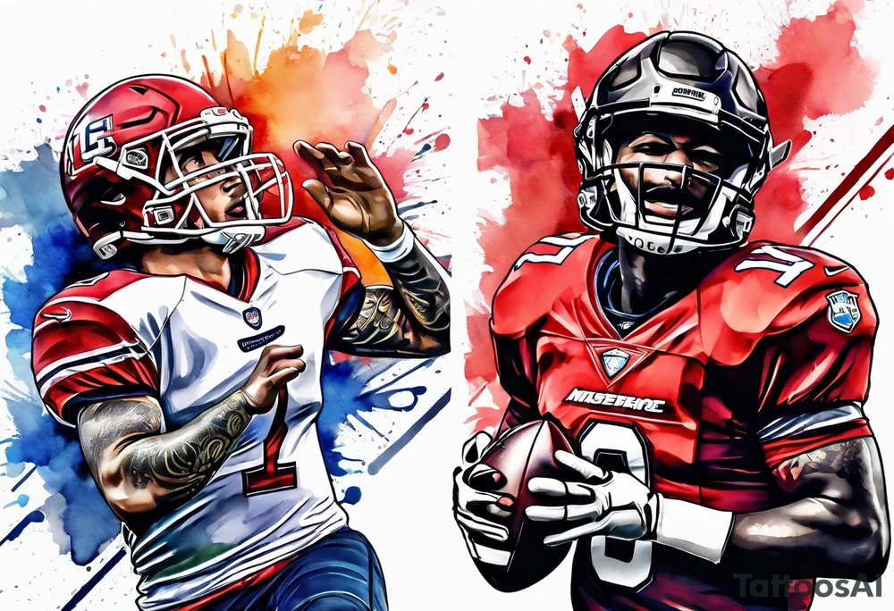 football cross with watercolor background tattoo idea