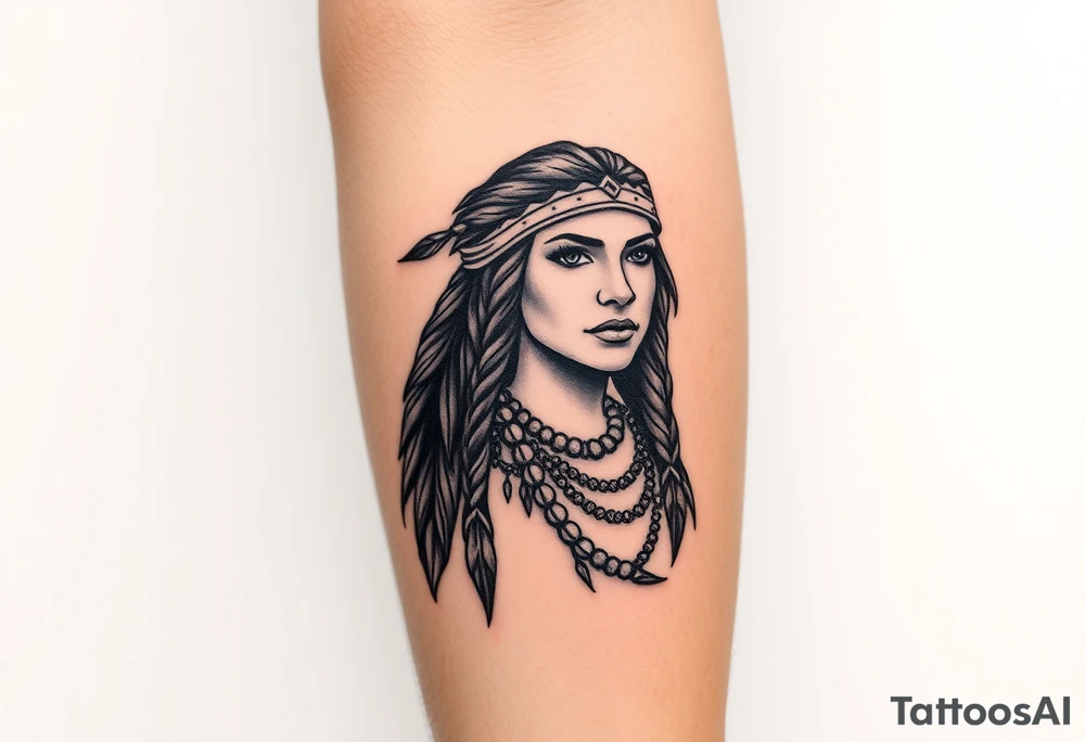 Realistic Pocahontas tattoo idea
