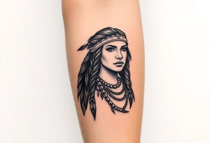 Realistic Pocahontas tattoo idea