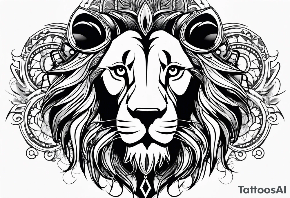 Lion with burned wings and an ouroboros sign tattoo idea