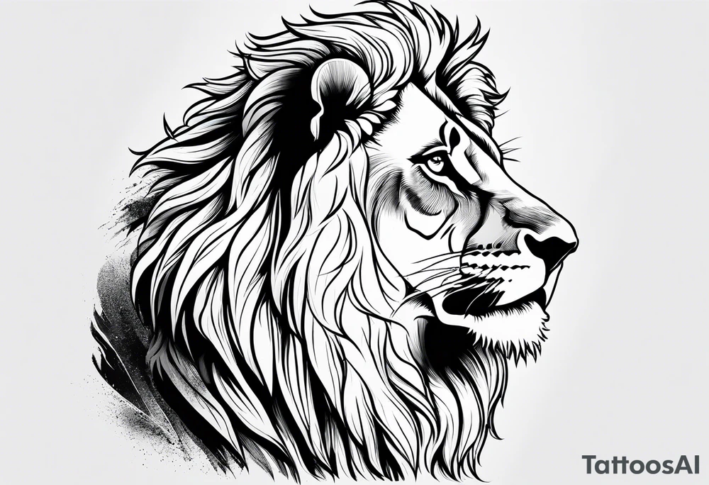 Courageous lion for my shoulder, side profile tattoo idea