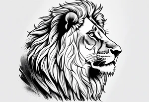 Courageous lion for my shoulder, side profile tattoo idea