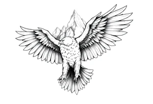 majestic eagle spreading wings against mountain peaks tattoo idea