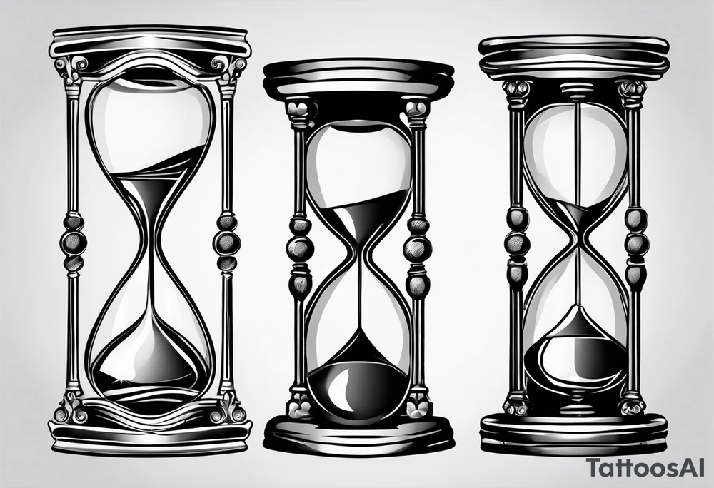 Vintage hourglass vector illustration, monochrome sketch. tattoo idea