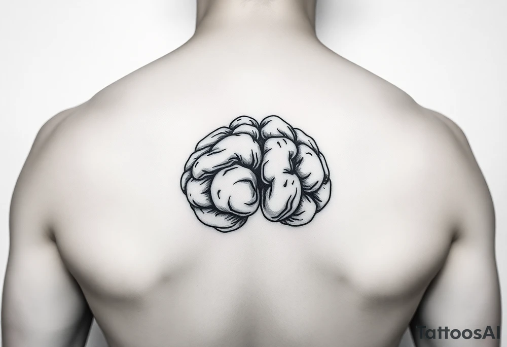 A walnut, open so that it looks like a brain but is obviously a walnut tattoo idea