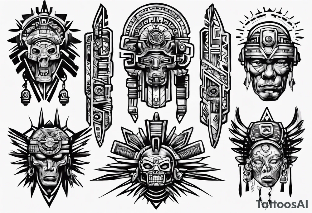 cyberpunk aztec tattoo idea