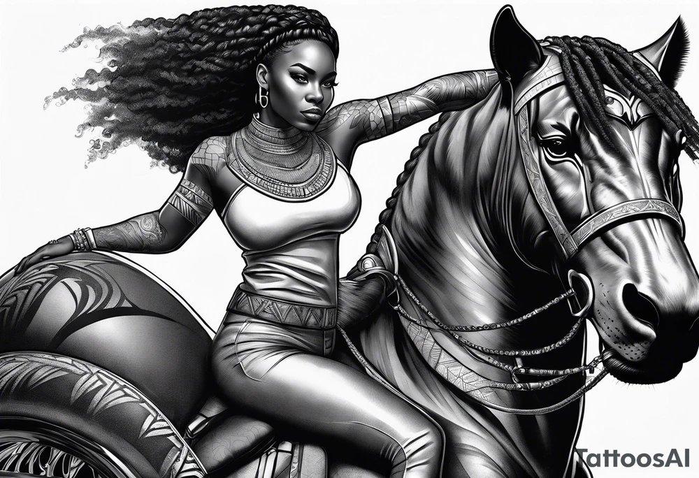 Thick black girl riding black panther tattoo idea