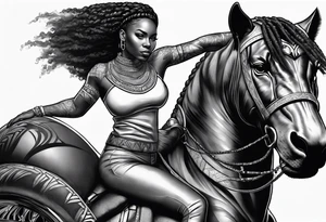 Thick black girl riding black panther tattoo idea