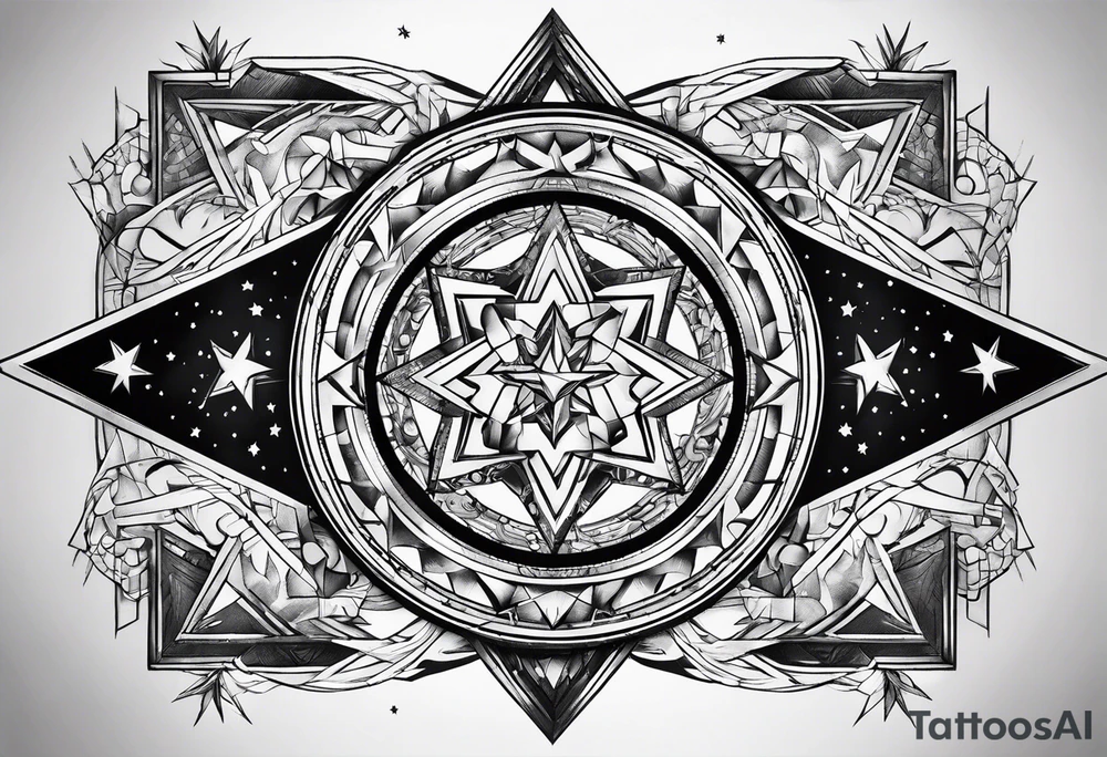 Tesseract and stars tattoo idea