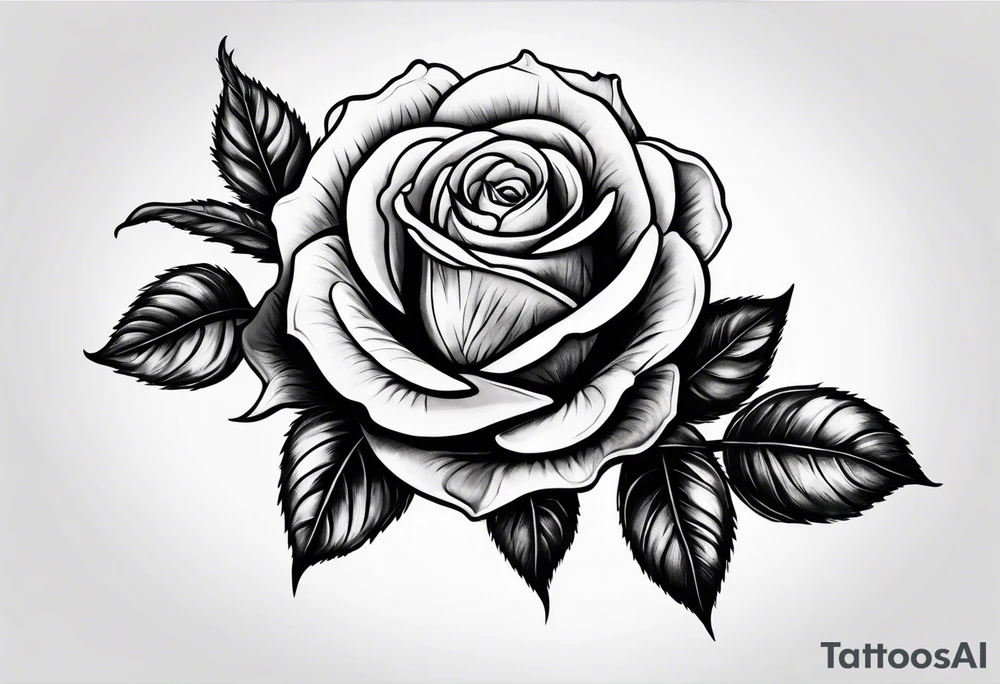 human hand holding on to a single rose stem tattoo idea