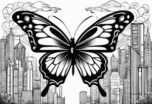 Butterfly, city scape, saginaw, police officer tattoo idea