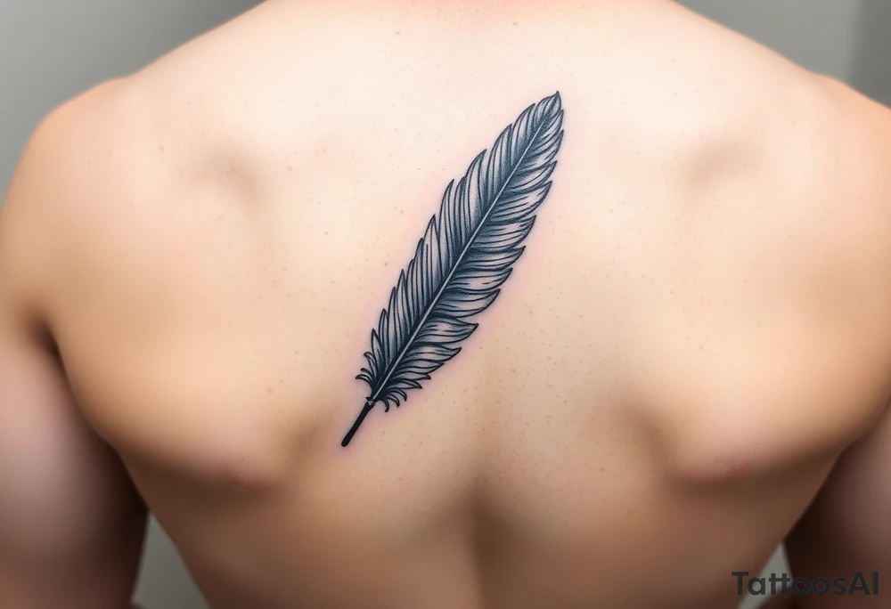 Feather with blues and purple tattoo idea