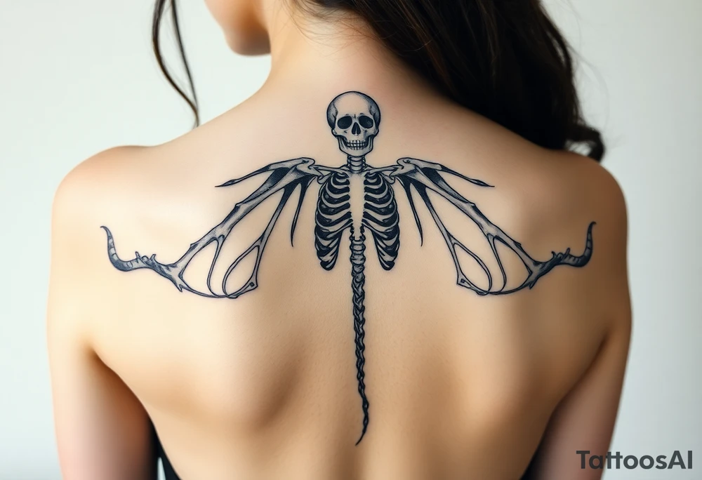 Gothic siren with skeletal portions showing tattoo idea