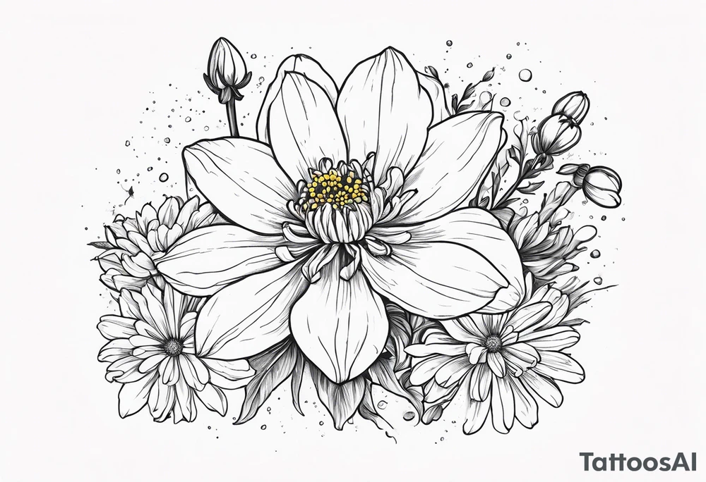 Narcissus, Chrysanthemum, Cosmos, snow drop tattoo idea