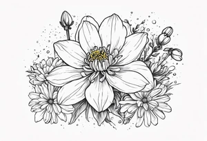 Narcissus, Chrysanthemum, Cosmos, snow drop tattoo idea