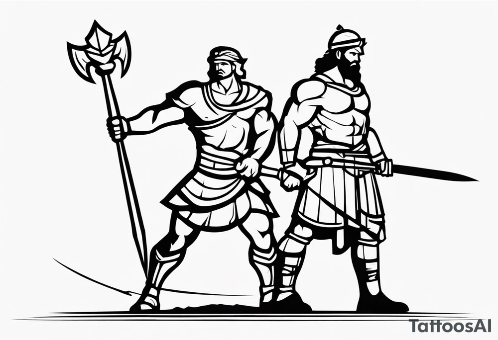 Simple David and Goliath tattoo idea