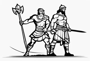 Simple David and Goliath tattoo idea