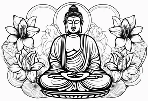 buddha and lilies tattoo idea