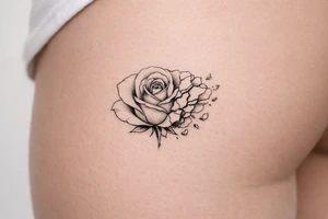 Close-up of a perfect rose morphing into a cracked, broken bloom. tattoo idea