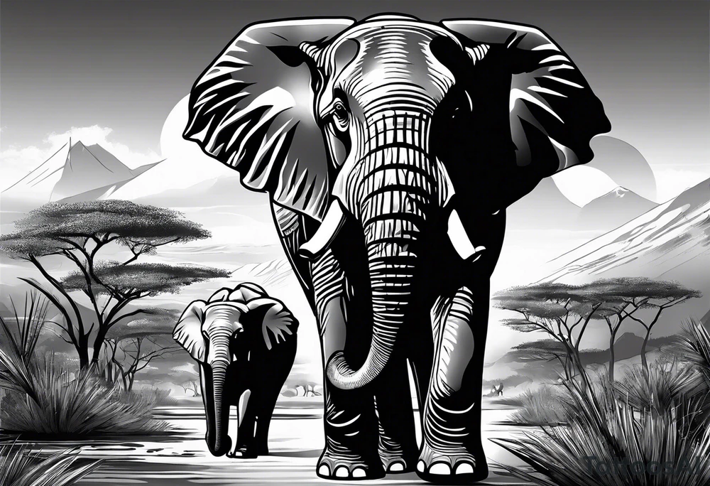 African elephant tattoo idea