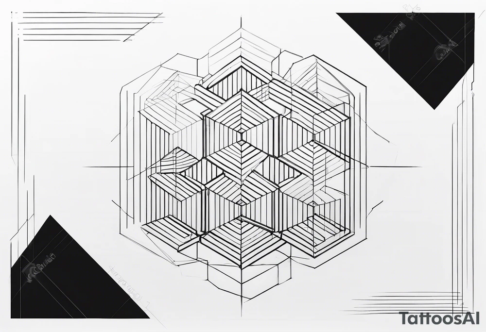 Draw twelve black and white adjacent hexagons connected in a single circle. tattoo idea