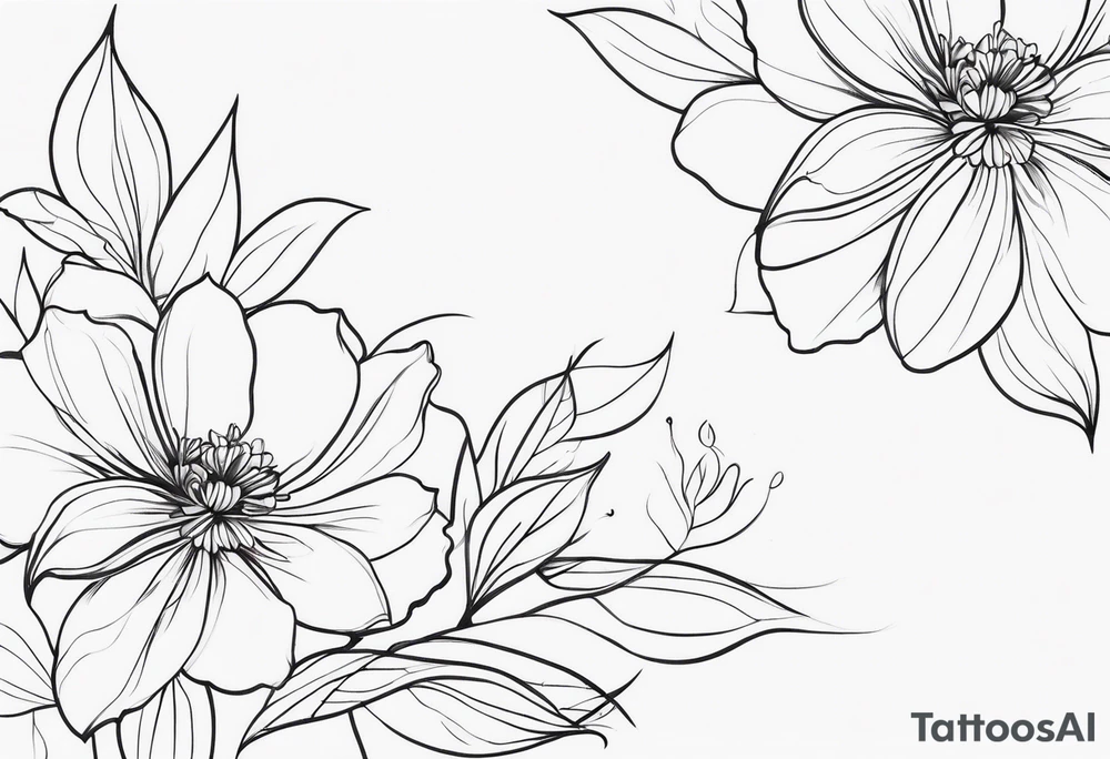 fine line flower tattoo idea
