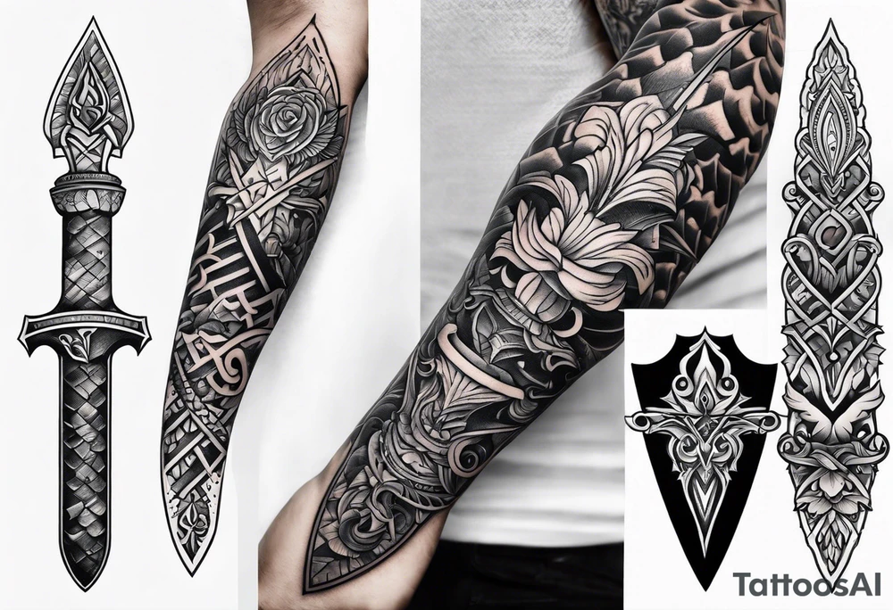 timeless dagger tattoo idea