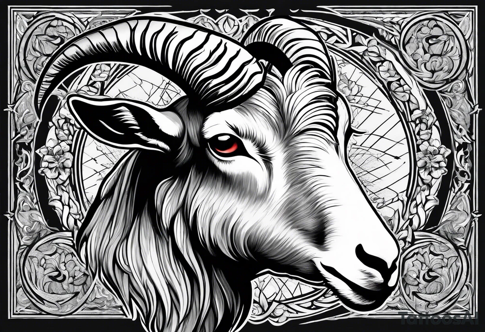 Image of goat combined with commandment. tattoo idea