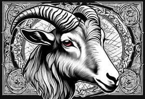 Image of goat combined with commandment. tattoo idea