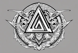 Valhalla sword shield dragon axe Valknut tattoo idea