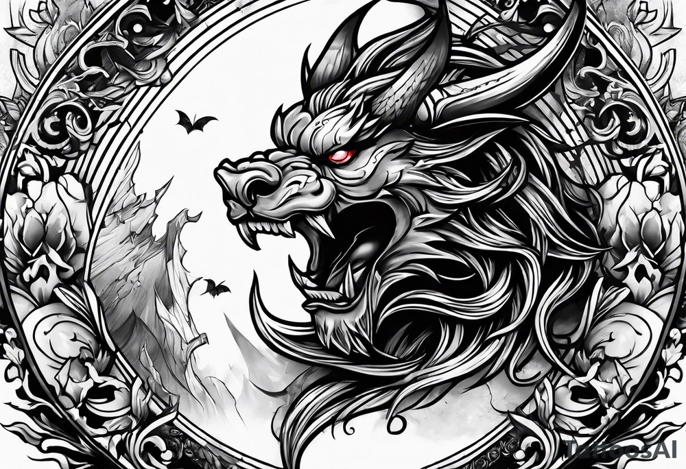 Demon sleeve tattoo idea