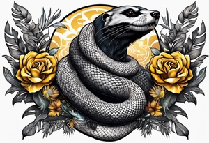 Three headed snake and honey badger tattoo idea