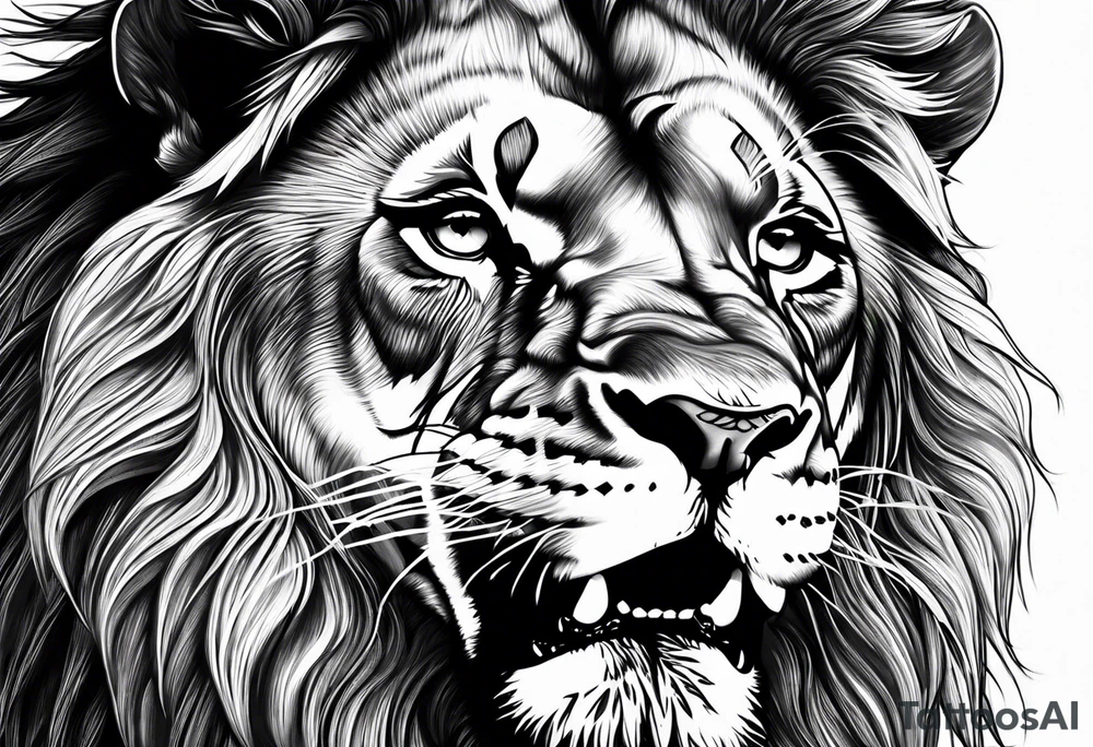 lion close up angry tattoo idea