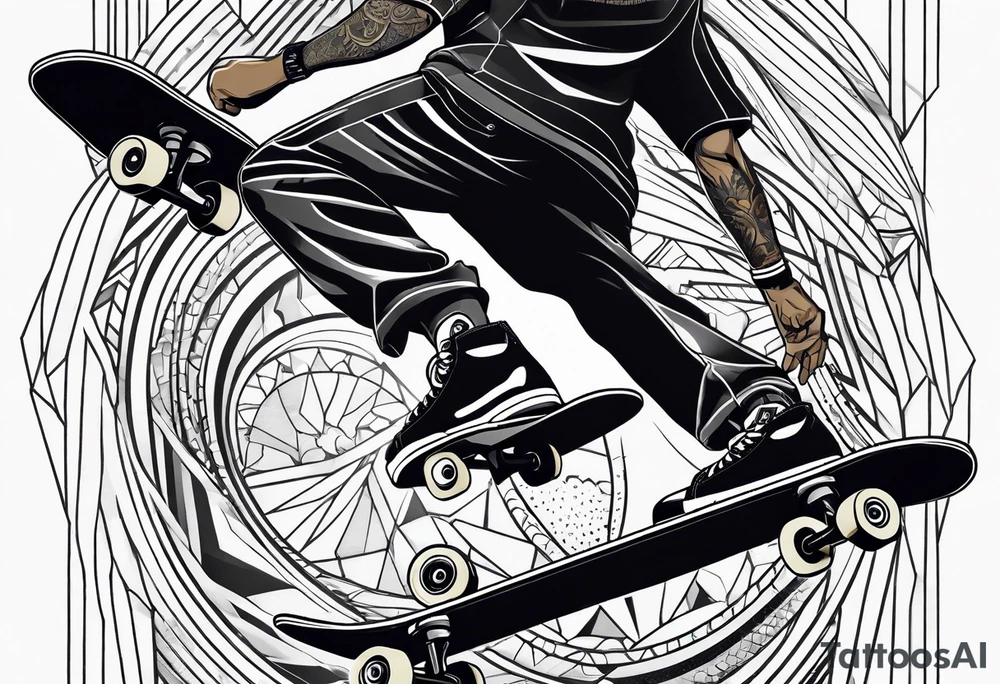 Black person skateboarding tattoo idea