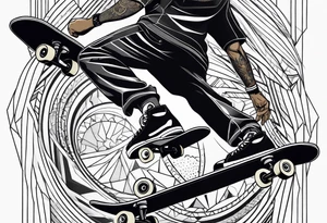Black person skateboarding tattoo idea