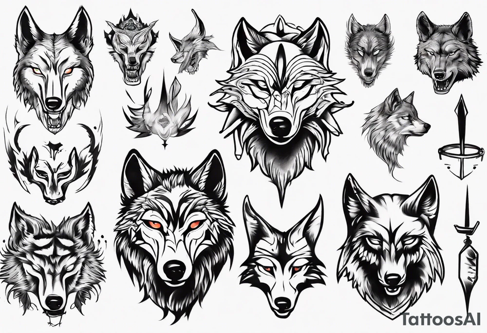wolf head tattoo idea