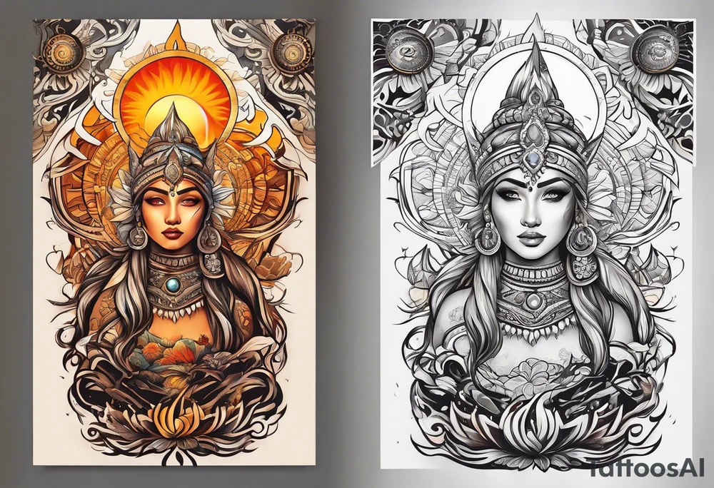 , sun, earth tattoo idea