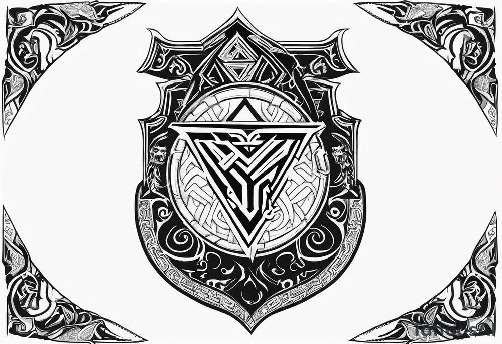 Valhalla sword shield axe Valknut dragon lion tattoo idea Valhalla sword shield axe Valknut dragon lion tattoo idea