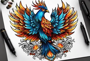 russian firebird with onion cap towers in background tattoo idea