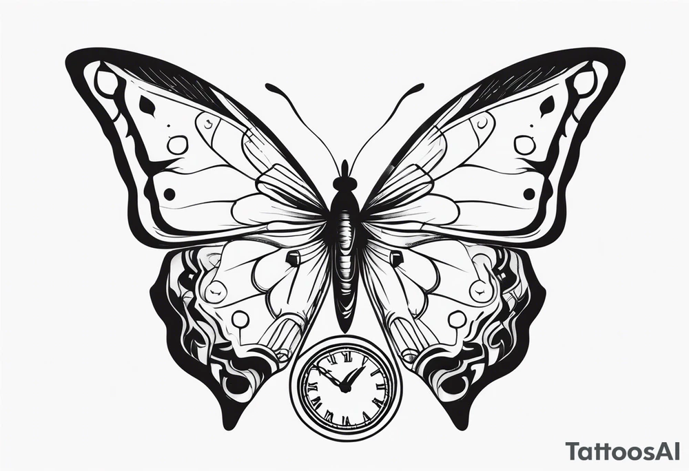 Butterfly with Clock tattoo idea