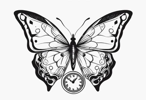 Butterfly with Clock tattoo idea
