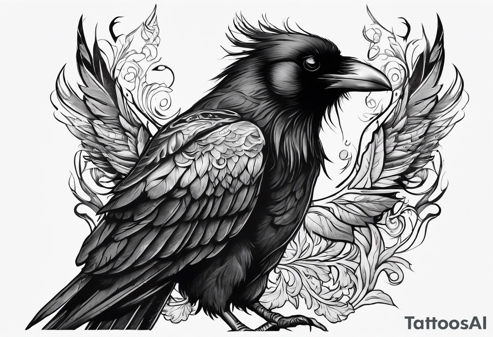 Raven changing into a phoenix tattoo idea