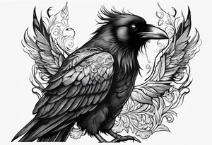 Raven changing into a phoenix tattoo idea